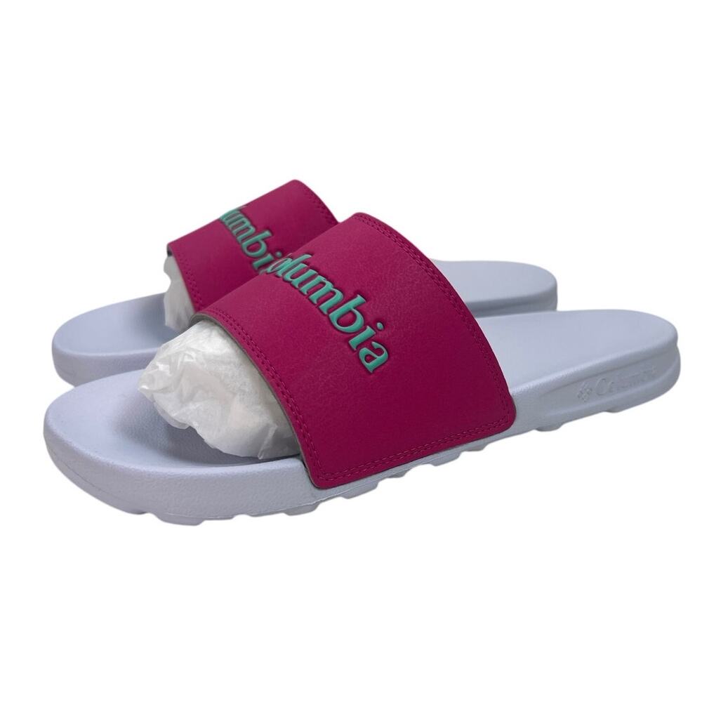 Columbia Youth Hood River Slide Pink & Turquoise Blue Big Kids Size 7 New